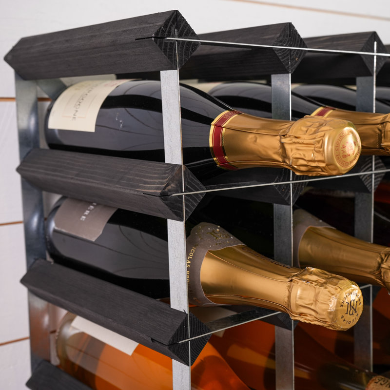 Brejon 15 Bottle Solid Wood Standard Wine Bottle Rack Black