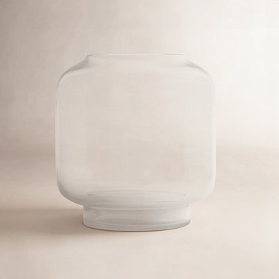 Cole and Grey Glass Wide Clear Room Hurricane Lamp with Elevated Base