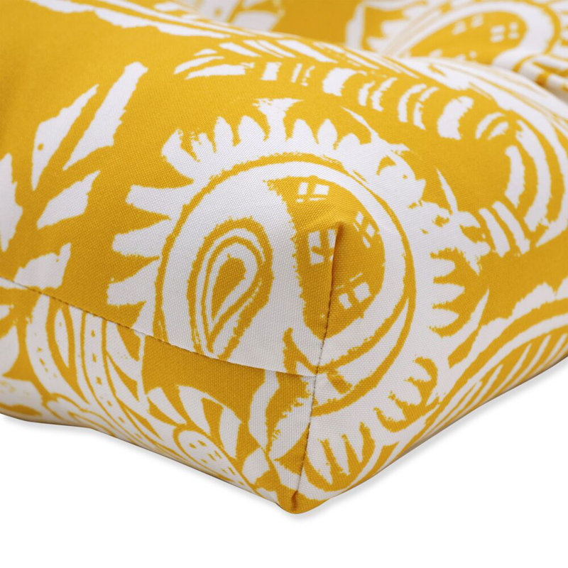 Coussin de banc extérieur / intérieur touffeté, l 48 po x P 18 po, Jaune
