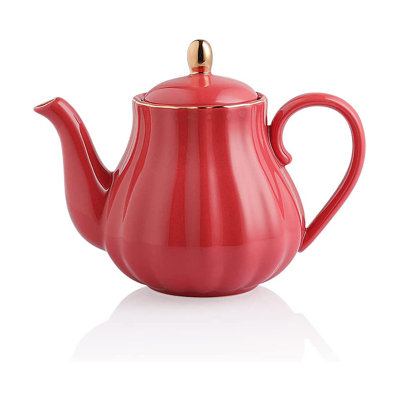 Natashua Royal Teapot, Ceramic Tea Pot With Removable Stainless Steel Infuser, Blooming & Loose Leaf Teapot -  Everly Quinn, A48224E756D74DD5A086D193096C5770