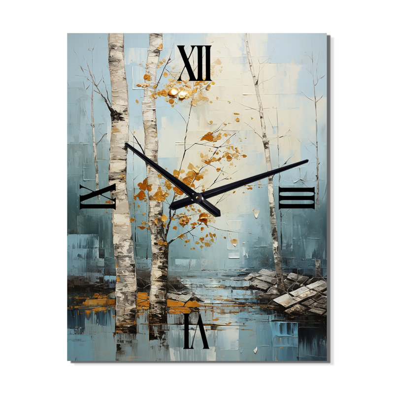 Horloge murale Birch Woods Winter Whispers VII, Grand