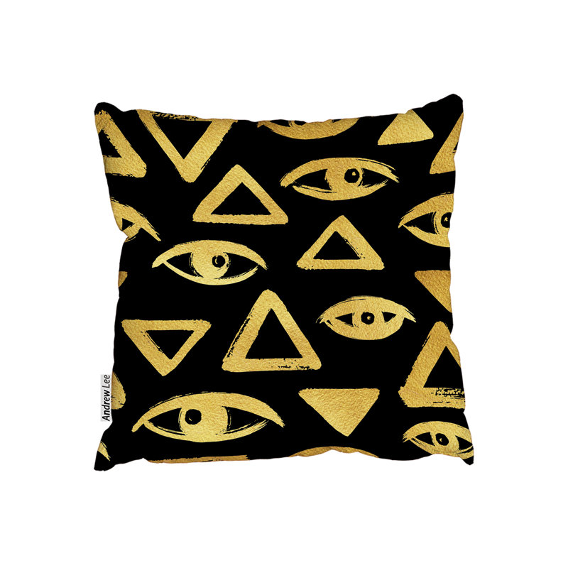 Drawn Eyes and Triangle Cushion Cover, 45cm x 45cm