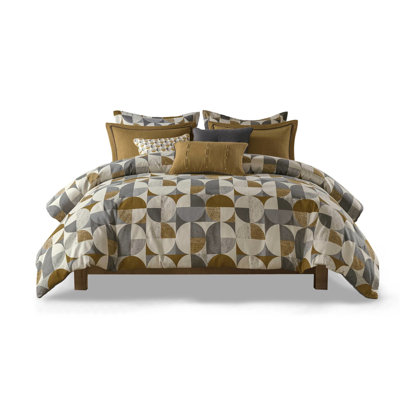 Édredon pour très grand lit 9 pièces en or, style scandinave élégant de style Mid-Century, voyage tout confort en forme de nuage, couette amovible pour un motif facile d'entretien, expérience de sommeil, entretien