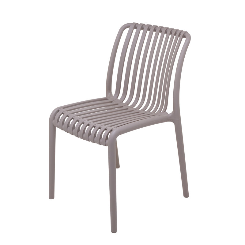 Outdoor Stackable Dining Chair, All-weather Plastic Patio Chair, Pool Side Chair, Modern Slatted Design For Balcony, Garden, Backyard, Indoor & Outdoor Use