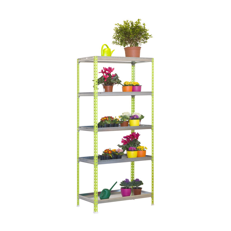 Amamda 90 cm W Adjustable Height Shelving Unit, 180cm H x 90cm W x 50cm D, Green/Galvanized