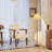 Daniel Beige Suede Cushioned Solid Wood Armchair