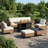 8-piece Outdoor Premium Patio Wicker Sectional Seating Group With Cushions And Firepit Table-412226360-412226365