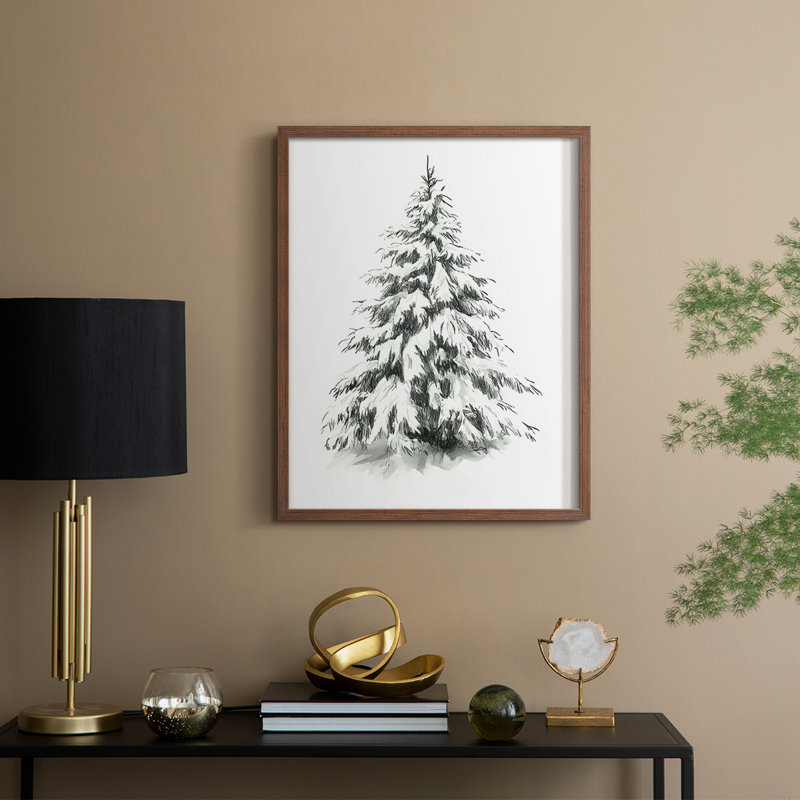 «Christmas Holiday Art», reproduction encadrée en bois massif, Walnut, H 11 po x l 9 po