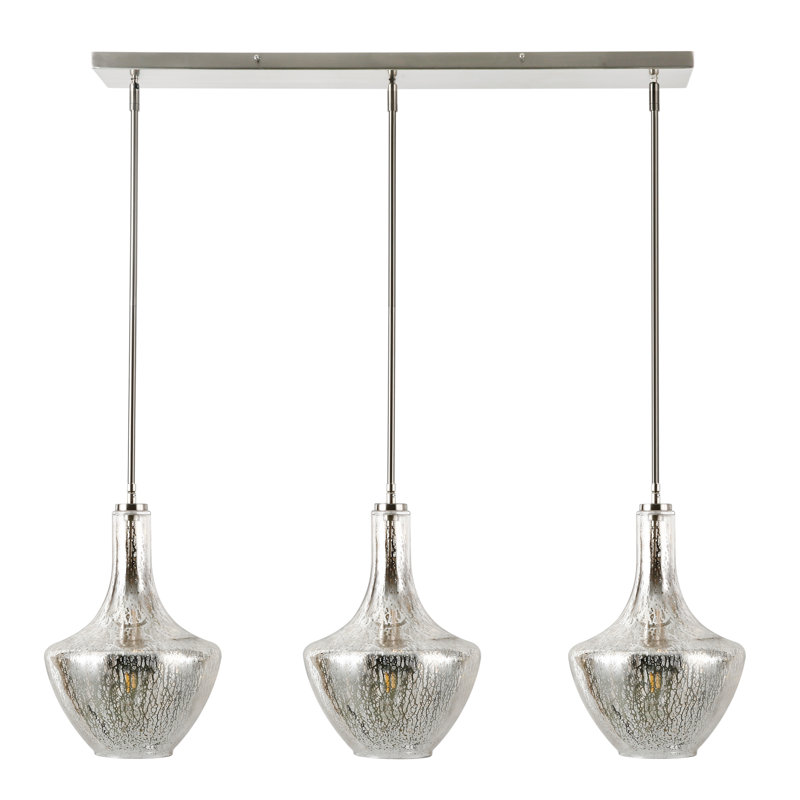Cammie 3 - Light Kitchen Island Pendant, Smokey, Satin Nickel