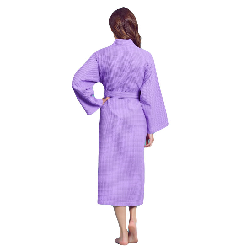 Farlane Cotton Waffle Girl / Woman+ Ankle Bathrobe with Pockets, Purple
