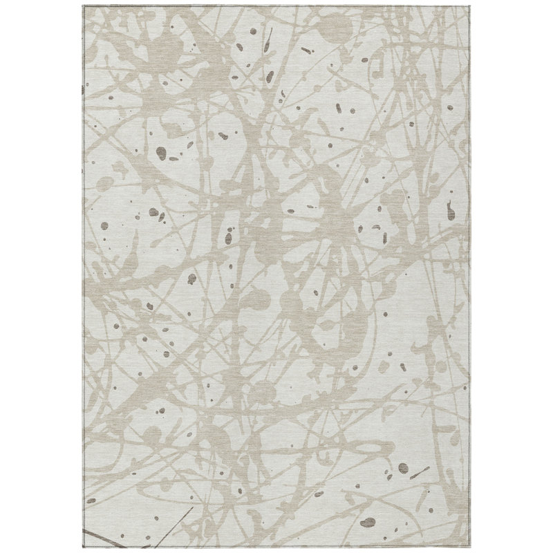 Machine Washable Indoor/Outdoor Chantille ACN2597 Abstract Rug, Ivory, 9' x 12'