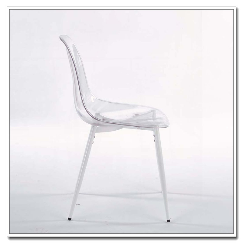 Chaises de salle à manger en plastique avec coque transparente (ensemble de 4), Blanc mat