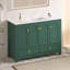 Ensemble de meuble-lavabo vert 48 po avec lavabo en résine, armoire de rangement abondante - 4 portes à fermeture douce et 2 tiroirs