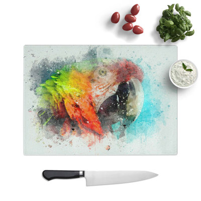 Tempered Glass Macaw Parrot Chopping Board