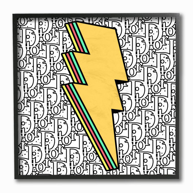 " Lightning Bolt Shape Pop Art Over High Fashion Pattern " by Ziwei Li, Unframed Wood, 12" H x 12" W x 0.5" D