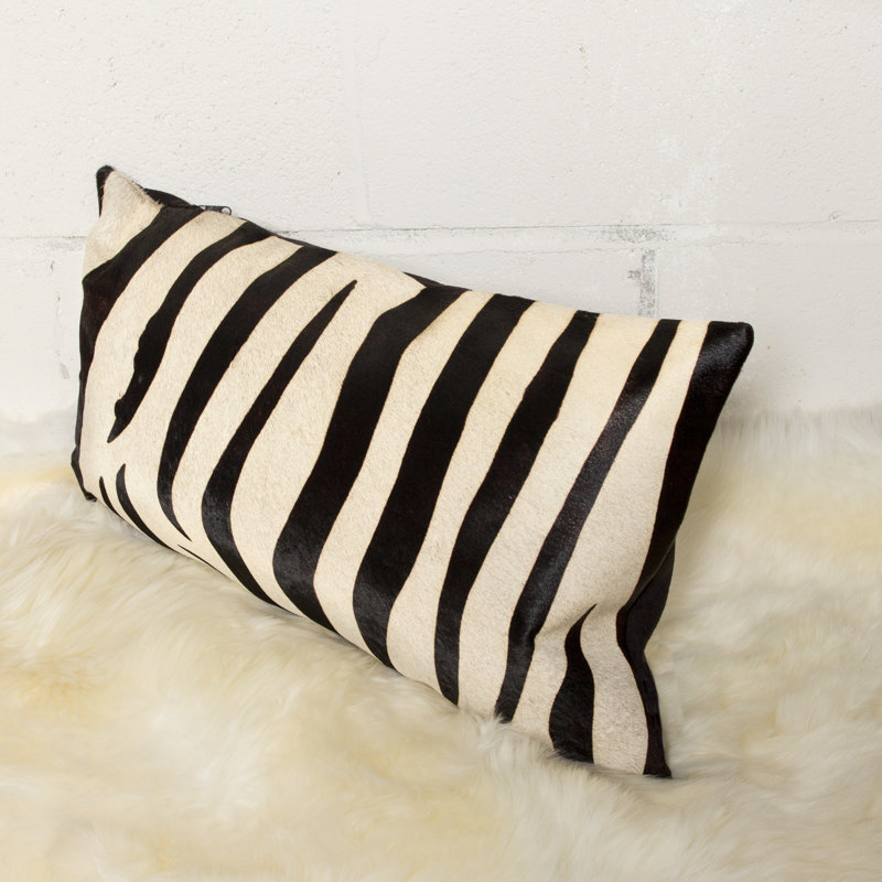 Coussin lombaire en cuir Torino, Noir / blanc