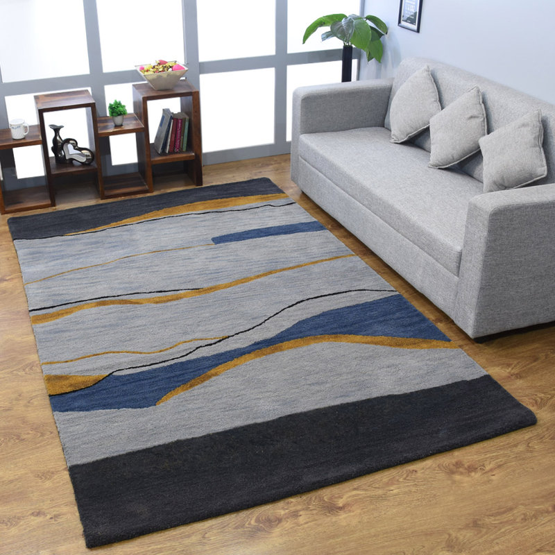 Theresa Hand Tufted Wool Eco-Friendly 9x12 Area Rugs - Rectangle, Multicolor, Contemporary Modern Design, High Pile Thick Handmade Anti Skid Area Rugs for Living Room, Bed Room