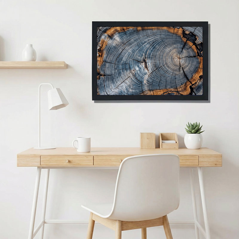 Art mural sur toile bleu et gris, H 12 po x l 18 po
