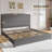 Bed Frame with 56" Tall Headboard, Boucle Upholstered Platform Bed with Nailhead Trim, Soft Fabric, No Box Spring Needed, Easy Assembly-1409323672-1409323651