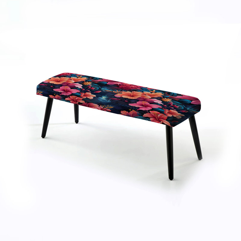 Starlit Paradise - motif tropical - banc rembourré noir Tropical