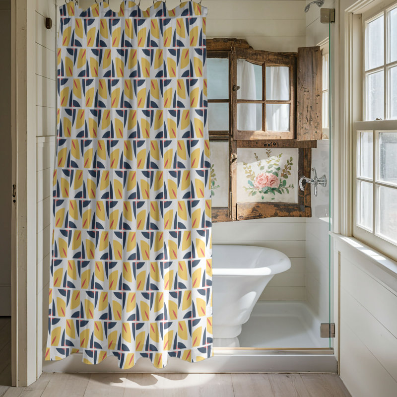 Rideau de douche Yellow Lines - Premium, H 74 po x l 71 po