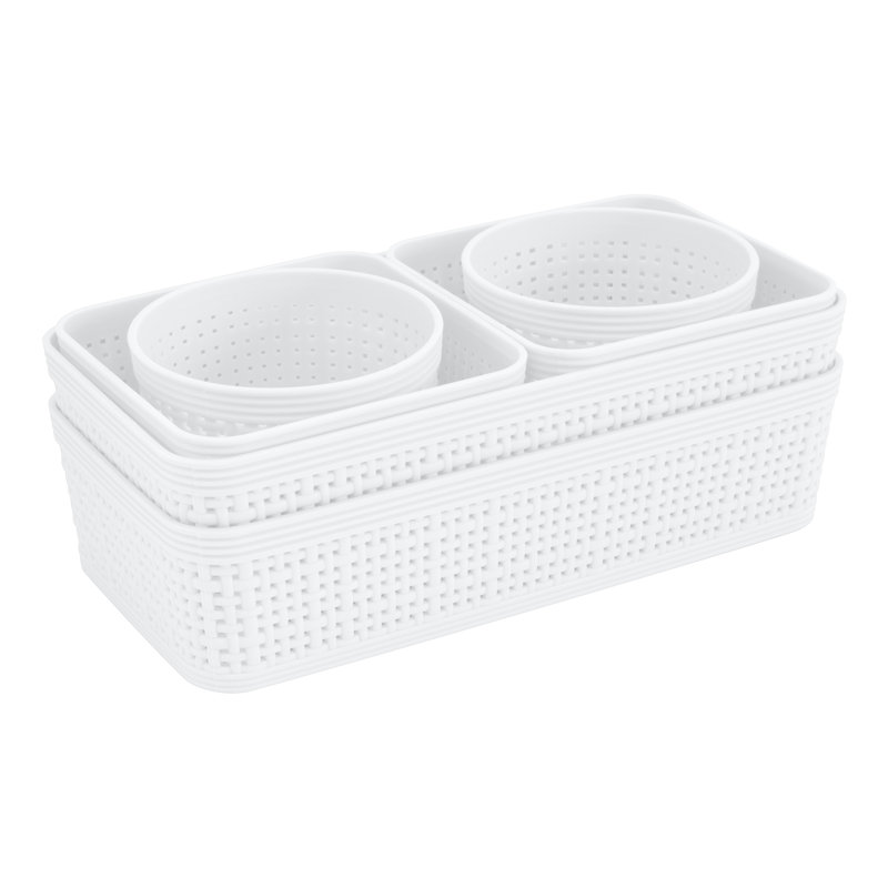 Ensemble de 5 paniers en plastique, Blanc