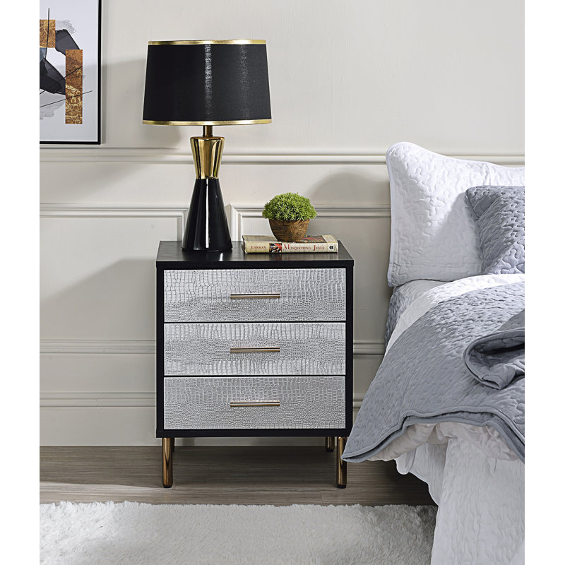 Accent Table, 3 Drawer Nightstand, End Table