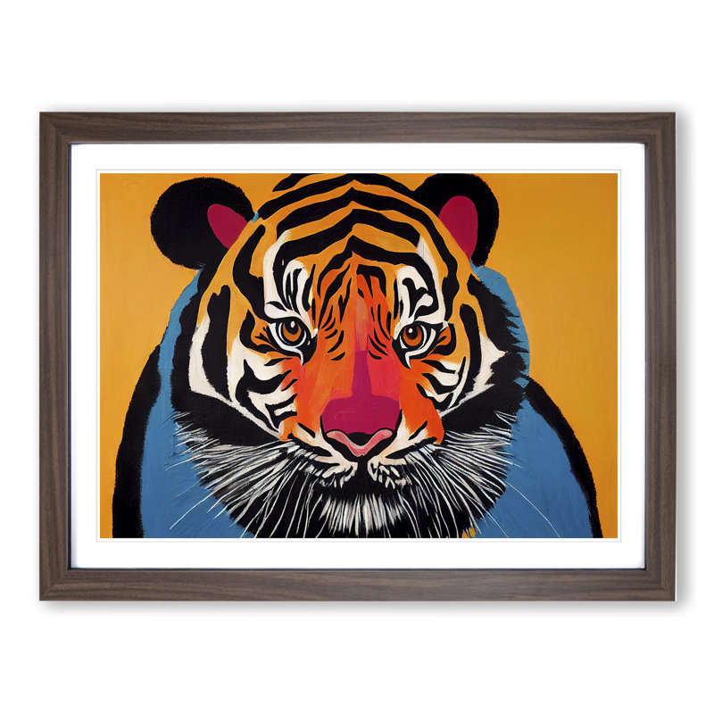 Inconceivable Tiger Abstract - Single Picture Frame Print, 34cm H x 46cm W x 2cm D, Walnut