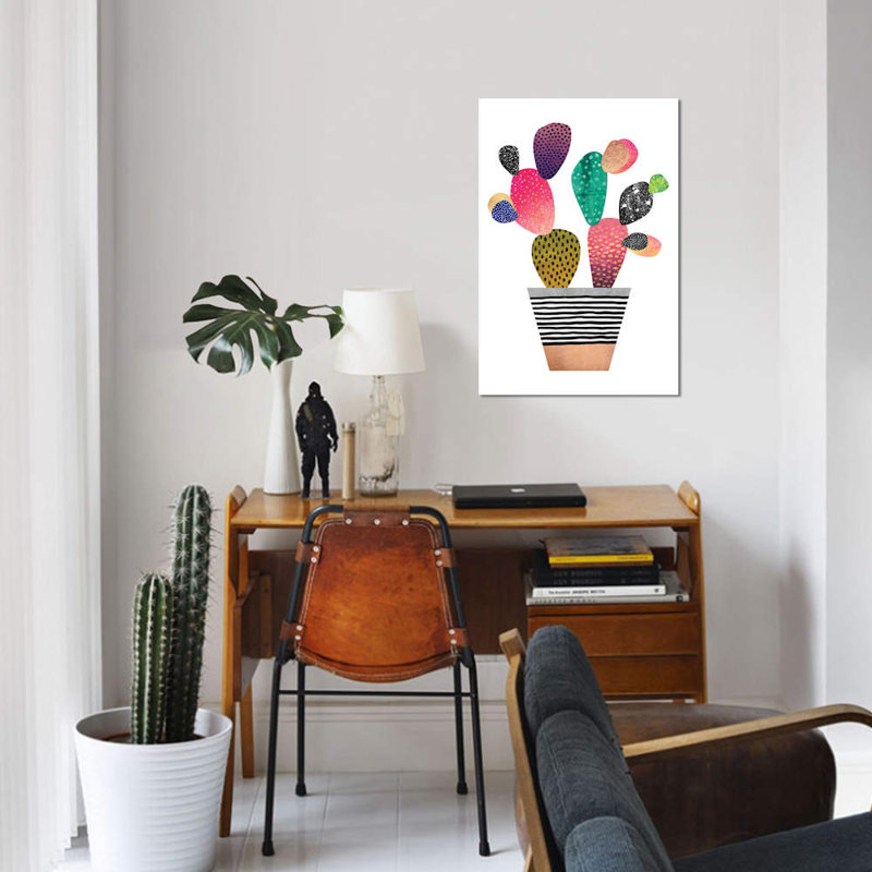 « happy cactus », impression sur toile tendue, H 12 po x l 8 po x P 0,75 po, Toile tendue, Pas de tapis