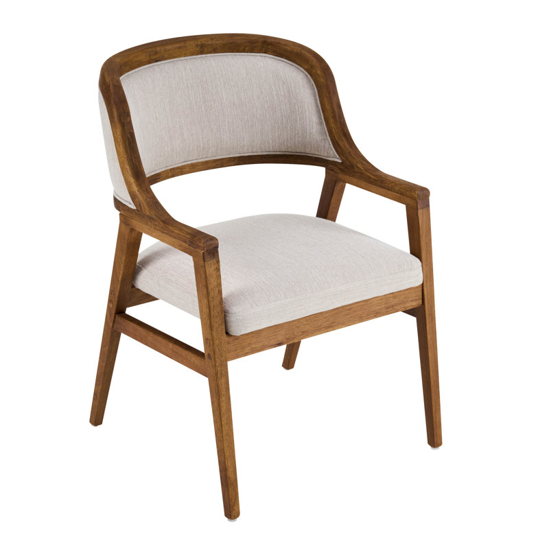 Chaises de salle à manger rembourrées Benedict, Coussin beige / structure en noyer