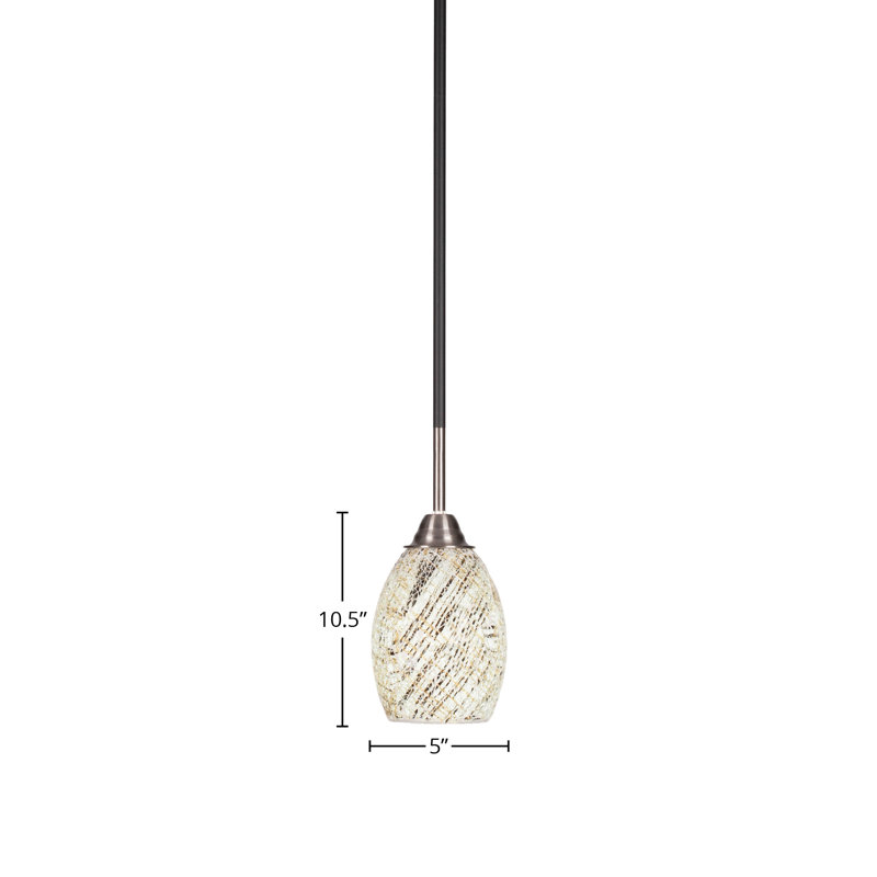 Luminaire suspendu à tige Ader, fini noir mat et laiton avec verre de 5 po, Gris/Jaune, Nickel brossé
