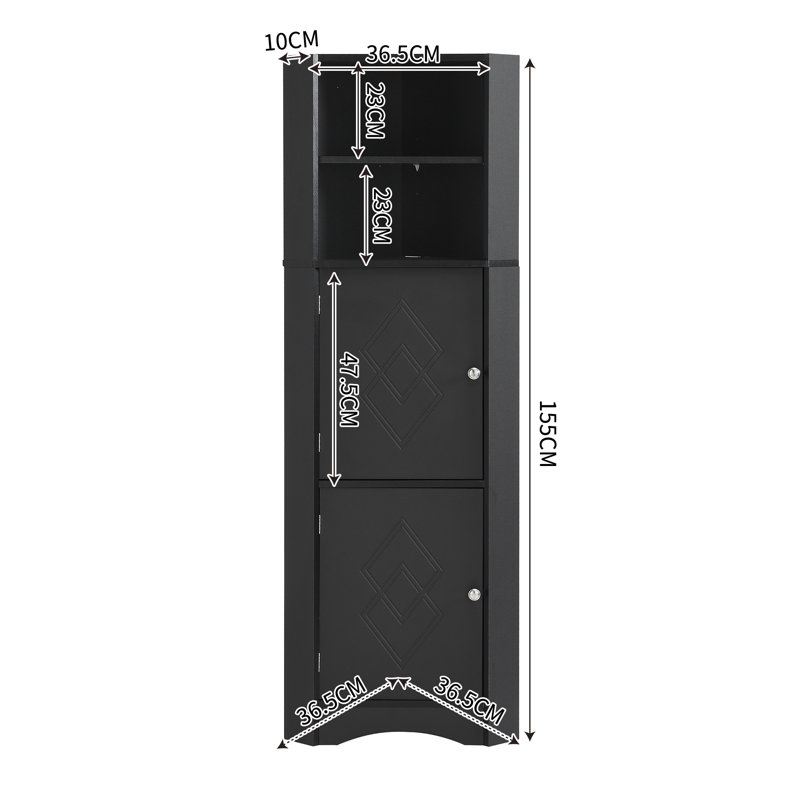 Freestanding Linen Cabinet, Black