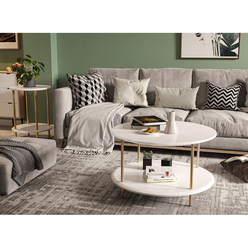 Spohn End Table, White Top/Gold Base