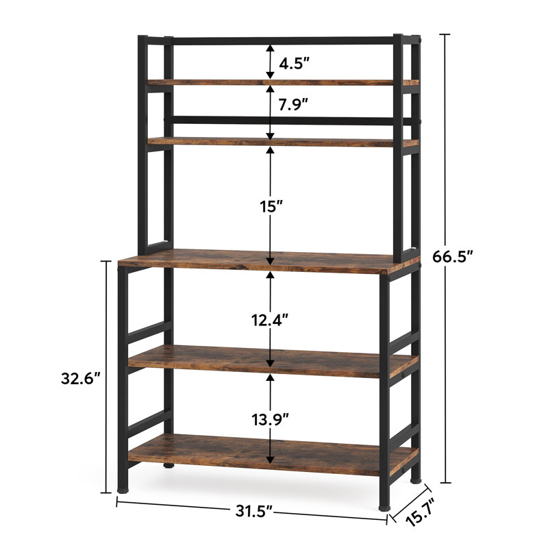Étagère de boulanger standard en fer 31,5 po Geyer avec micro-ondes, Brun