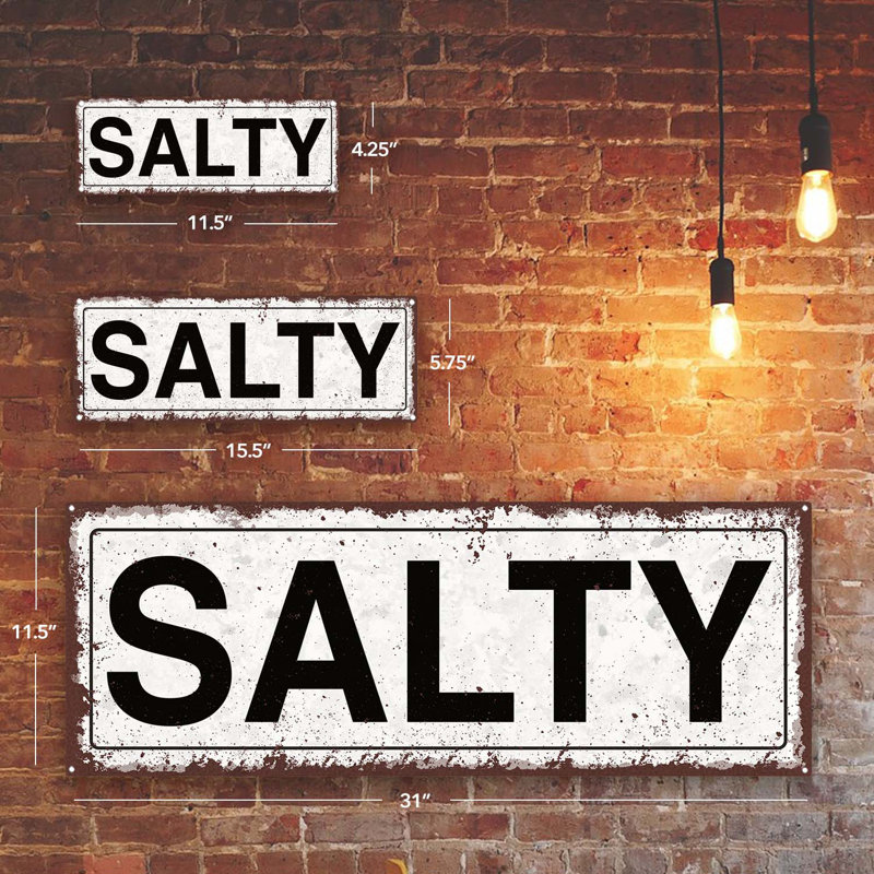 «Salty Metal Sign» sur métal, H 4,25 po x l 11,5 po