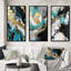 Full Moon Happiness Gold & Turquoise Abstract - Abstract Painting Art Set Of 3 Pieces-646802433-646802492