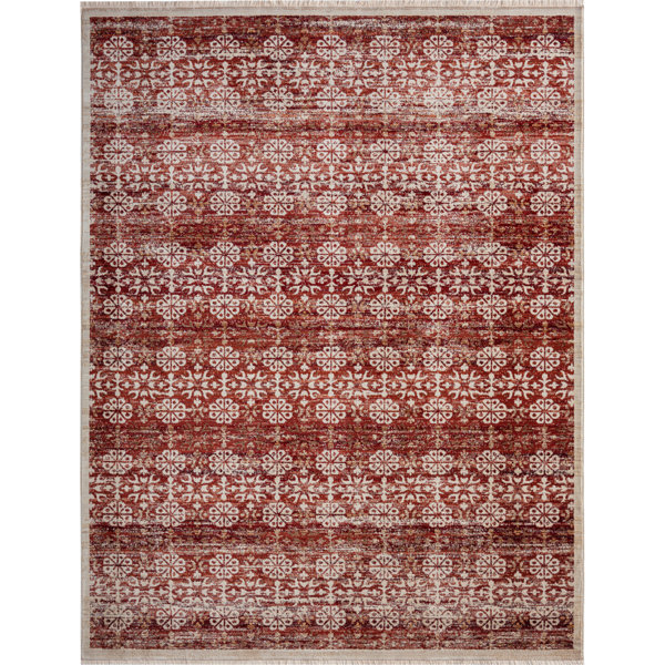Madison Couture Rugs Mirabelle Floral Area Rug in Rust | Perigold