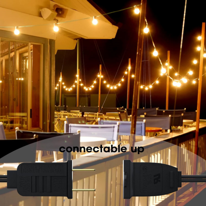 Solar Powered Outdoor 50ft 25 Bulbs Standard String Lights