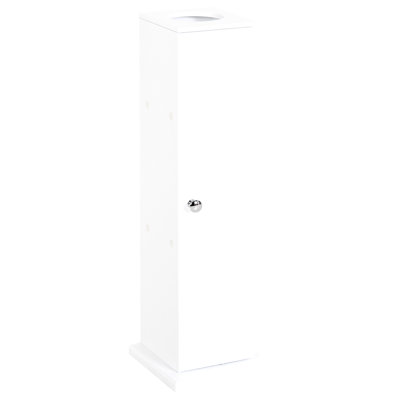 Armoire à papier hygiénique, armoire de coin de petite salle de bain avec portes et tablettes, organisateur de rangement pour salle de bain mince pour papier, blanc