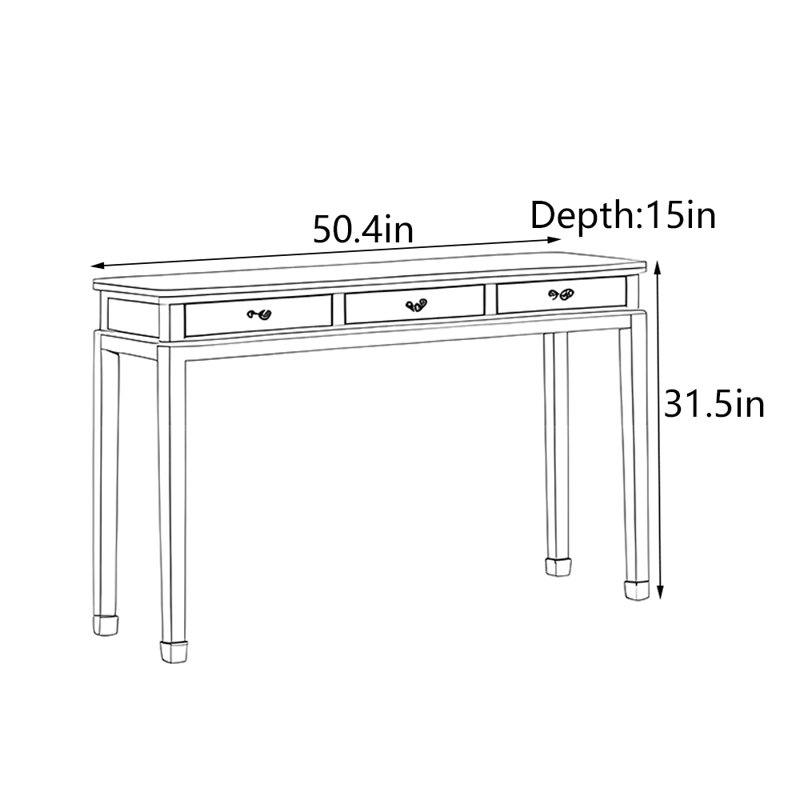 Retro Solid Pterocarpus Console Table, 31.5" H x 50.4" W x 15" D