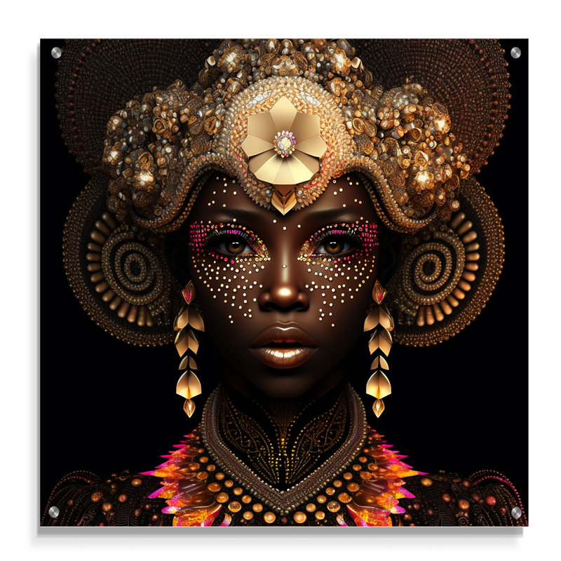 Exquiste, femme africaine, art mural acrylique, H 16 po x l 16 po