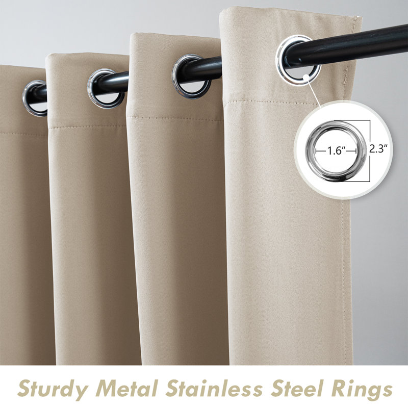 Solid Color Modern Blackout Thermal Curtain Panel Grommet 1 Panel, Beige, 52" W x 54" L, 1