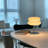 Beige Glass “burger” Table Lamp With Tri-color E26 Bulb, Plug-in Design