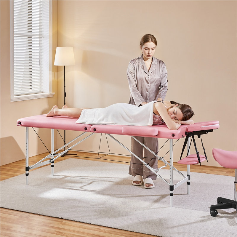 Table de massage portative réglable en aluminium, Rose
