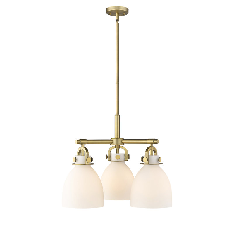 Luminaire suspendu sur tige 7 lumières Sloatsburg, Laiton brossé, Blanc mat