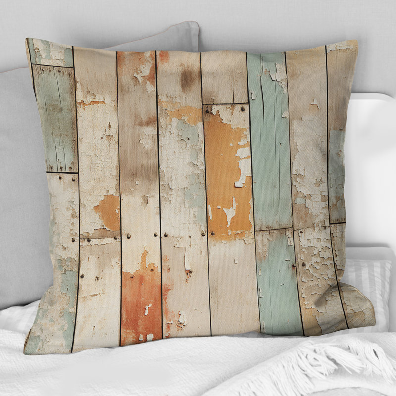 Rustic Farmhouse Planks - Vintage Printed Throw Pillow, 18"H x 18"W