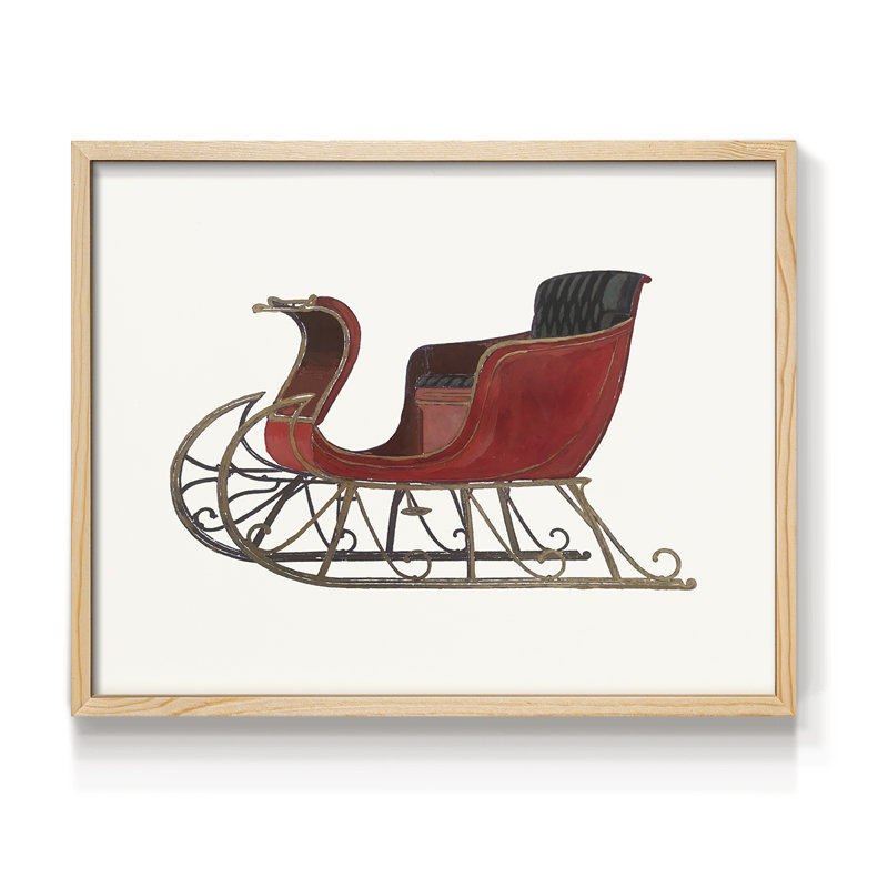 Traîneau rétro II - reproduction encadrée - réversible, Naturel, H 11 po x l 14 po