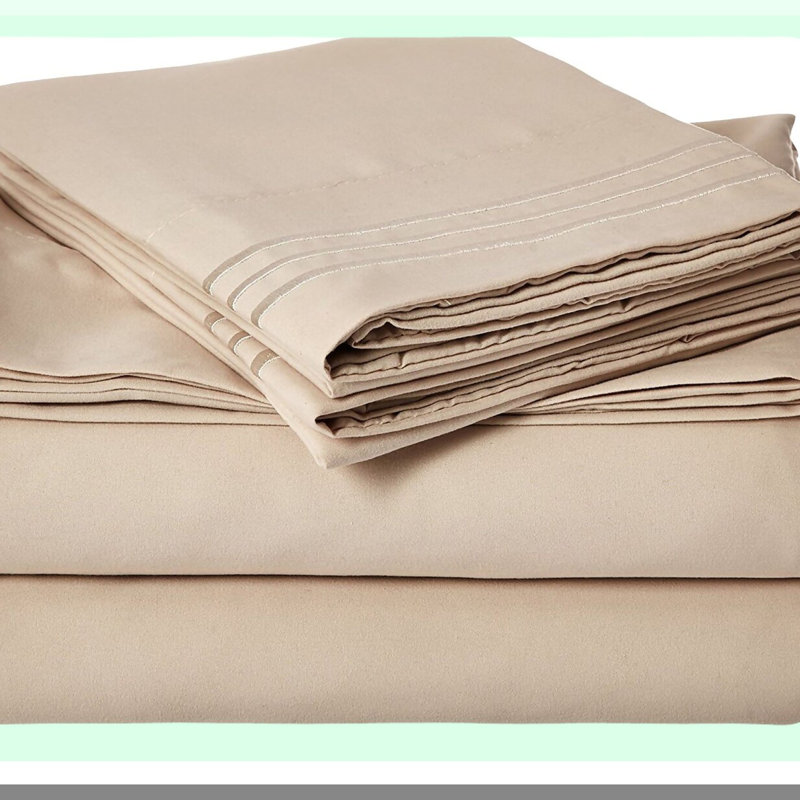 LuxurySoft 1800 Series Wrinkle-Free Pillowcase Set - Hotel Quality, Super Soft, Fade Resistant, Beautiful Design. Deep Pocket Fits Up to 16inch Mattress. 4-Piece Sheet Set.
