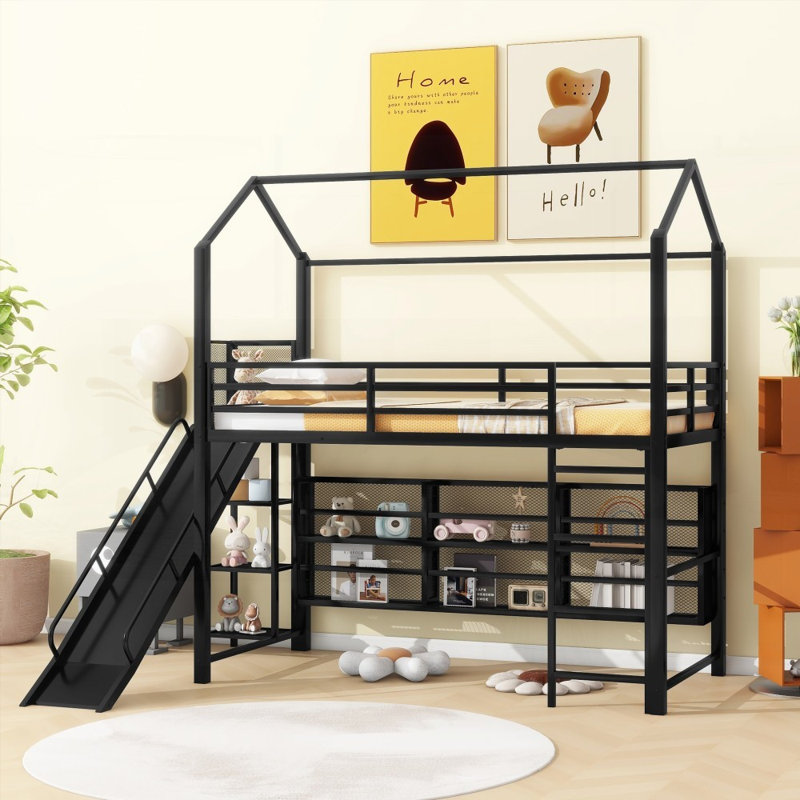 Lit mezzanine simple en métal sans sommier nécessaire Tablettes en fer