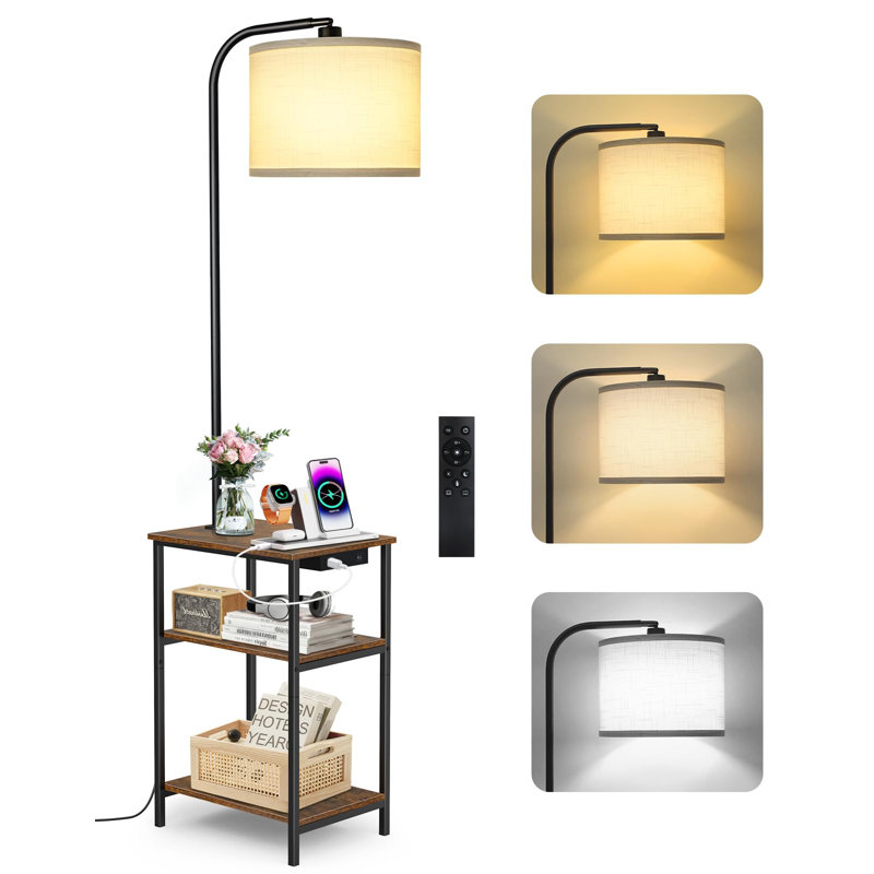 40cm W Metal Bedside Table, Brown